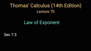 Lec 70|  Law of Exponent| Thomas' Calculus |Muhammad Asif Farooq (PhD)