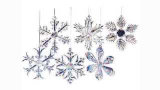 Snowflake Ornaments | Stunning on the tree! Glass Iridescent Snowflake Ornaments