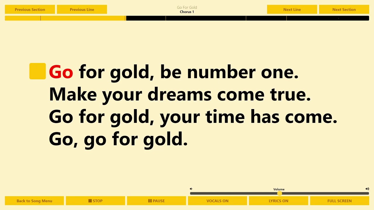 "Go For Gold" Sing it!