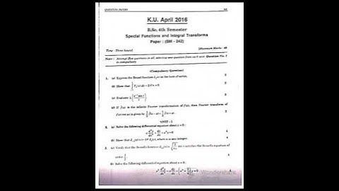 bsc.IV semester,previous question paper of special functions (maths) kuk examination of 2016#youtube