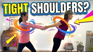 2 Minute Shoulder Stretch (Partner Yoga) | Relieve Tight Shoulders