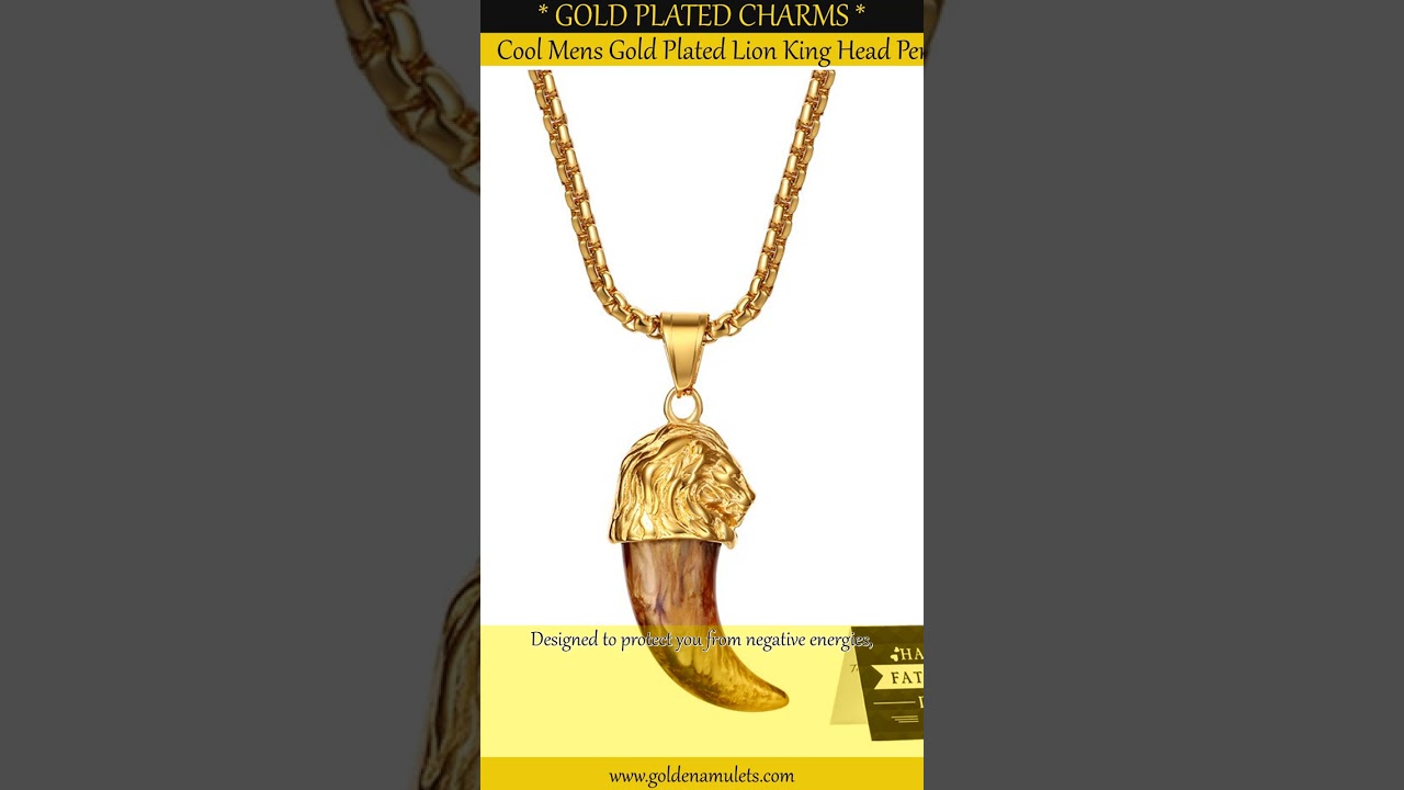 Cool Mens Gold Plated Lion King Head Pendant Necklace Chain 22