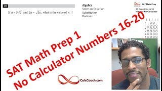 SAT Math Prep Practice 1 No Calculator numbers 16 through 20