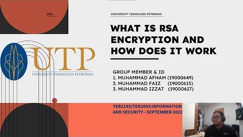 RSA Video Project - TEB2193/TEB2093:Information Assurance and Security