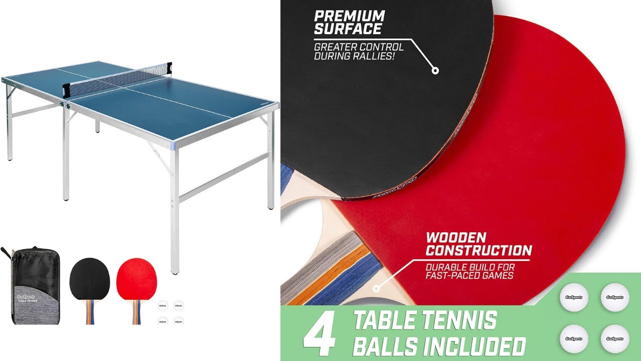 Go Sports Mid Size Table Tennis Game Set - Indoor/Outdoor Portable Table Tennis Game with Net