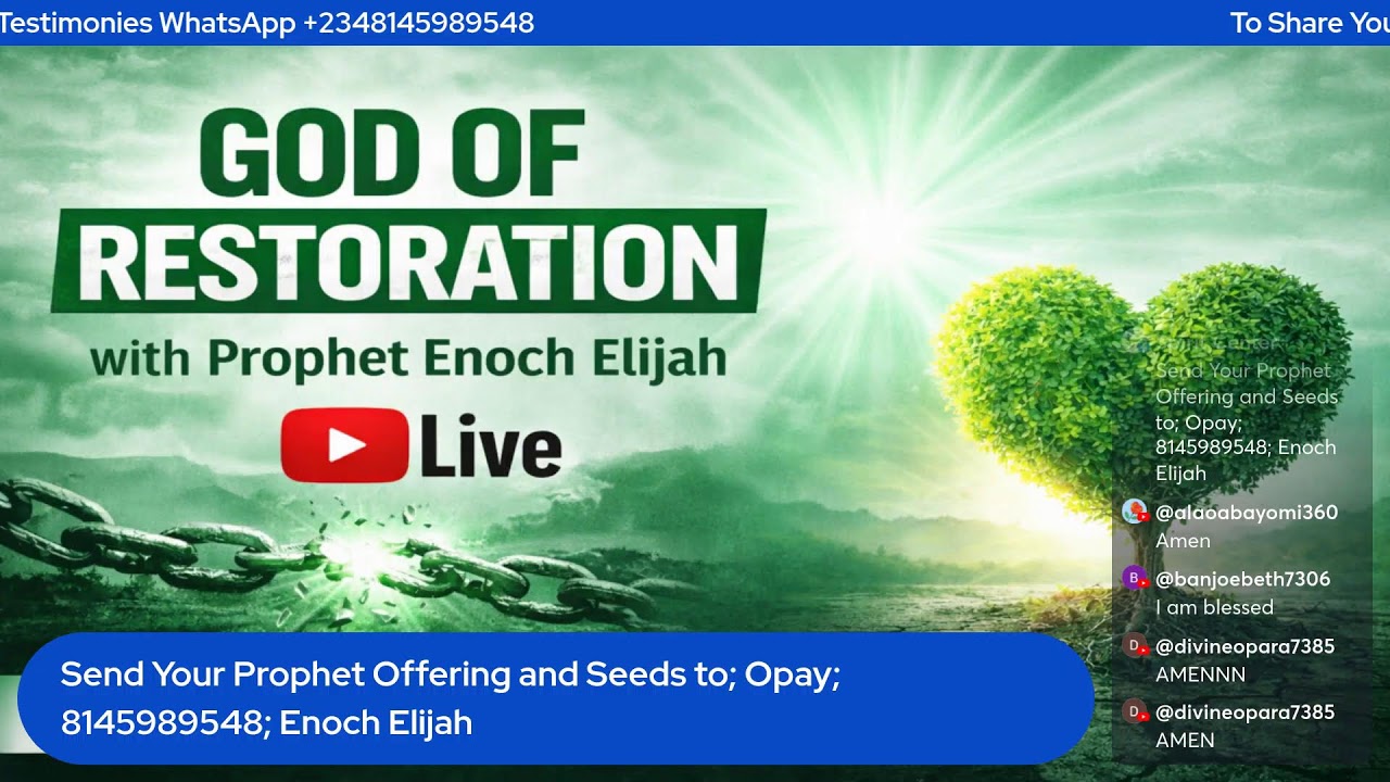 ✅SUPERNATURAL PROSPERITY | GOD OF RESTORATION | Morning Prayer 6:30AM (Live) - Prophet Enoch Elijah