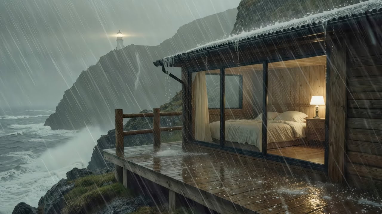 Rain Sounds: Calming Rain by the Ocean Cabin - YouTube
