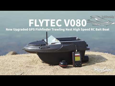 Кораблик прикормочний Flytec V080 GPS з ехолотом акумулятор 20000 мАг + сумка для риболовлі, видео 1