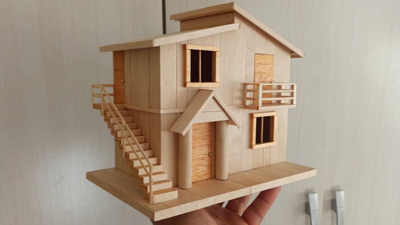 Como hacer una casa con palitos de helado - Popsicle stick miniature House