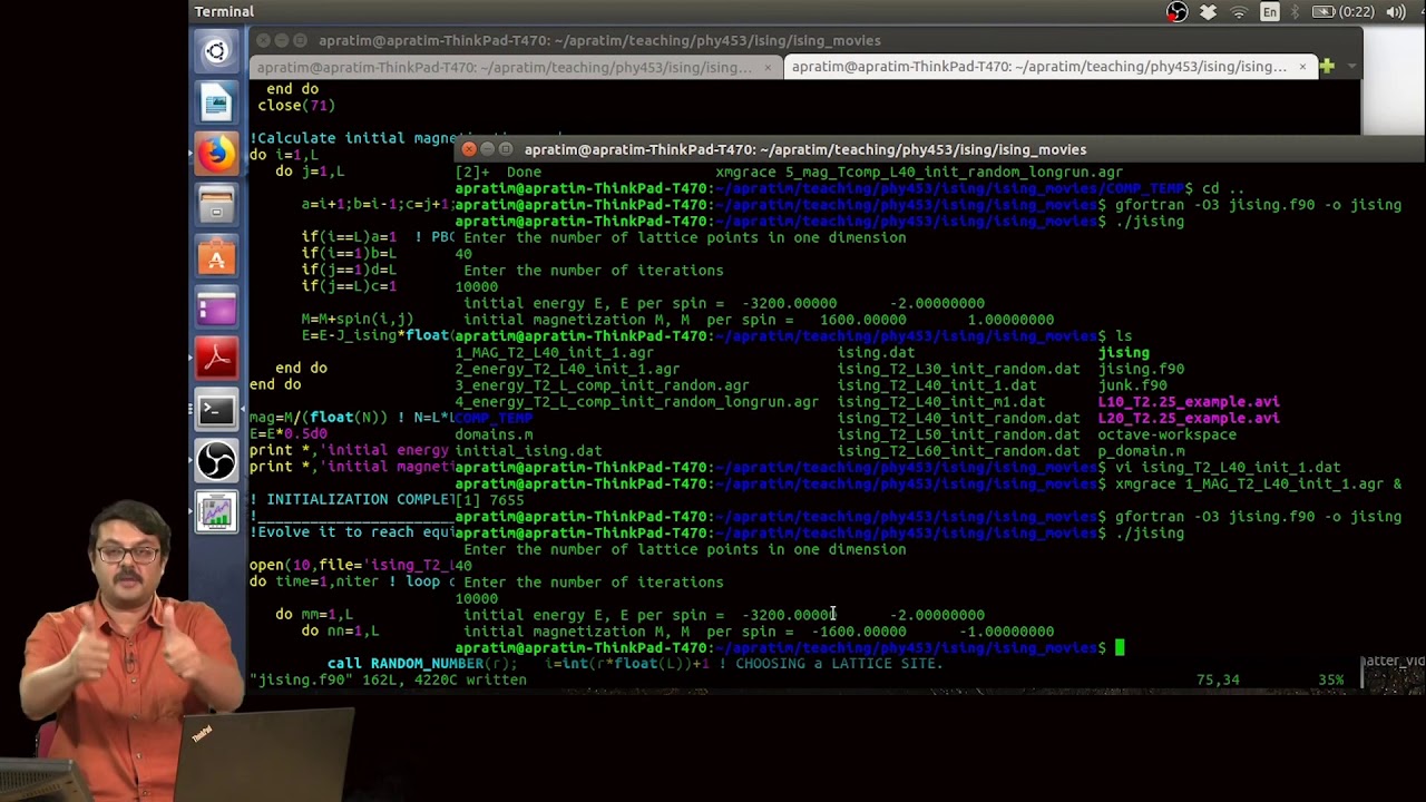 Testing the simulation and relaxation to equilibrium, finite size effects