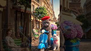 The smoothest cat in Paris! 🛵🐾 #cute #cat #automobile #chat #disney