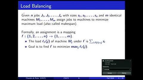 2016 11 30 Approximation algorithms: Load balancing, Set Cover