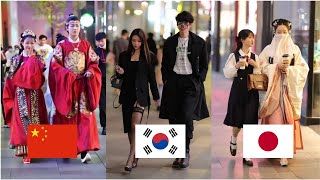 Latest Korean, Japanese And Chinese Style Fashion | Street Fashion Chengdu City In China