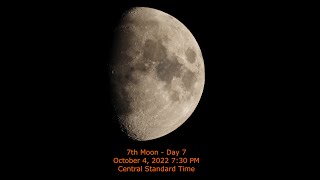 Moon Phase - October 4, 2022 7:30 PM CST (7th Moon Day 7)