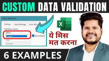 🔥 Fully Advanced Custom DATA VALIDATION in Excel (6 examples) - Data Validation in Excel in Hindi