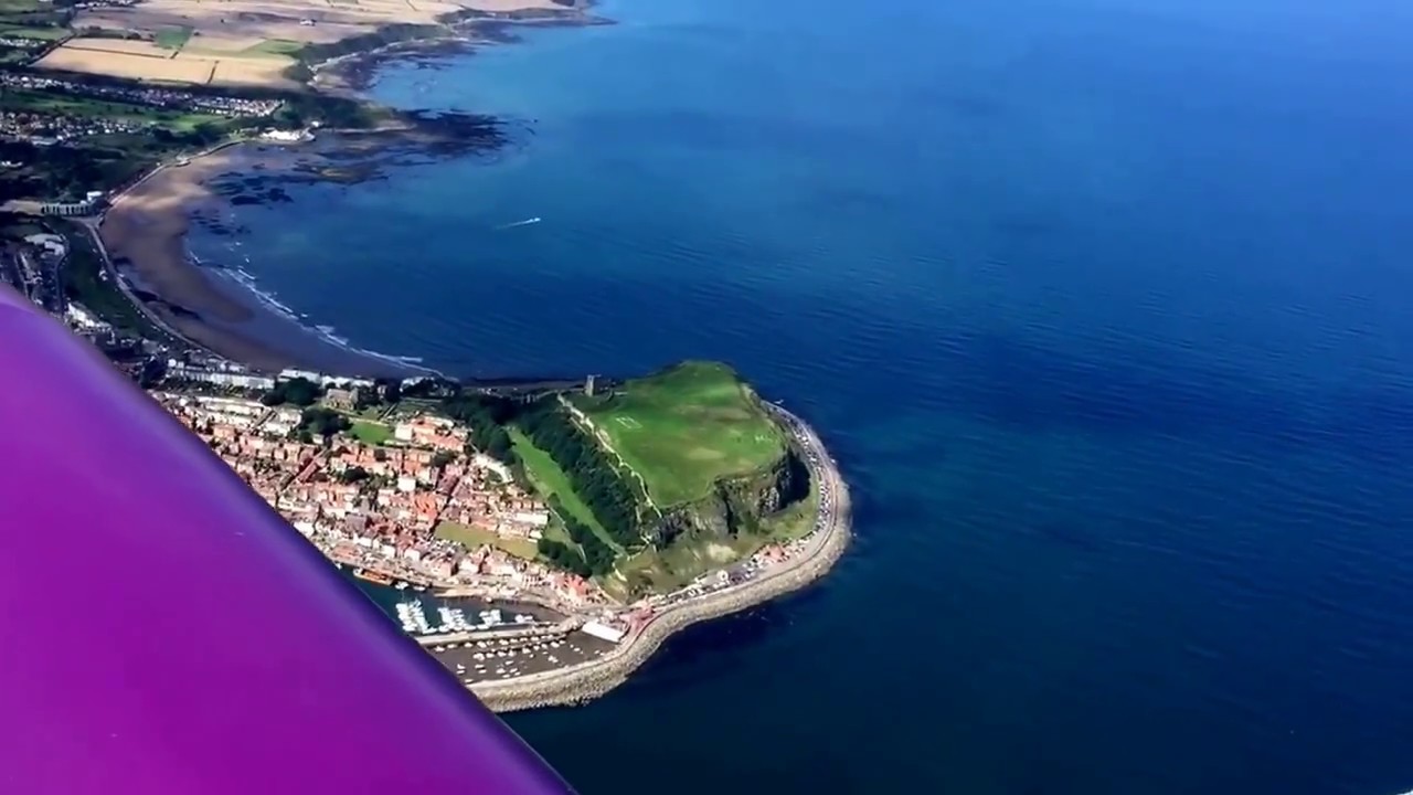 A sunny day flying over Scarborough.