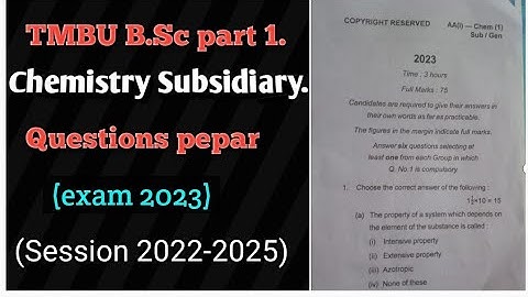 TMBU B.Sc part1 chemistry subsidiary paper exam 2023 session 2022-25# tmbu #tmbu_latest_news