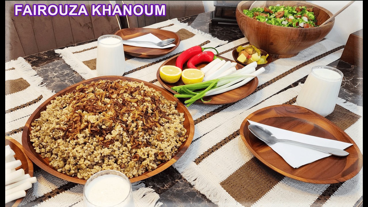 المجدرة بالبرغل والعدس على أصولها