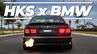 HKS HI POWER TITANIUM EXHAUST ON BMW E34 V8 M60B30 !!