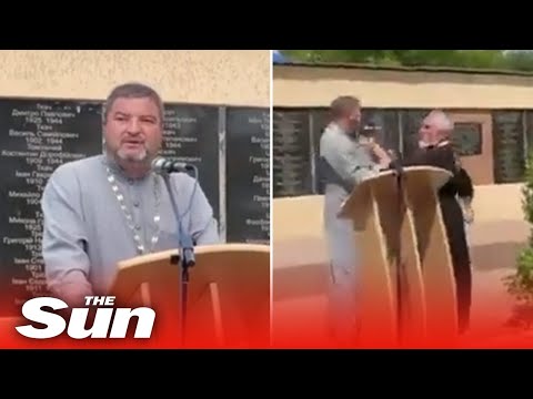 Russian priest attacks Ukrainian priest with crucifix during soldier's funeral