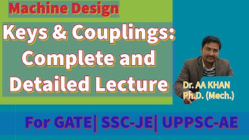 Keys and Coupling | Sunk Key, Saddle Key Tangent Key and Splines| Design of Machine Elements
