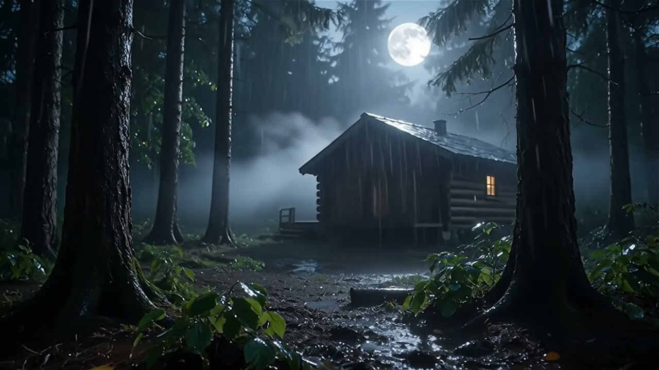Rain in the Forest | Log Cabin at Night | ASMR for Deep Sleep, Study & Relaxation