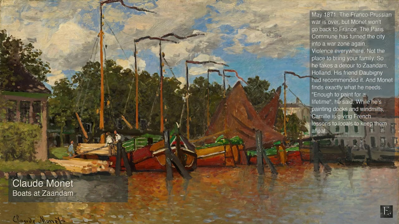 Claude Monet - Boats at Zaandam - 2 Hours Screensaver