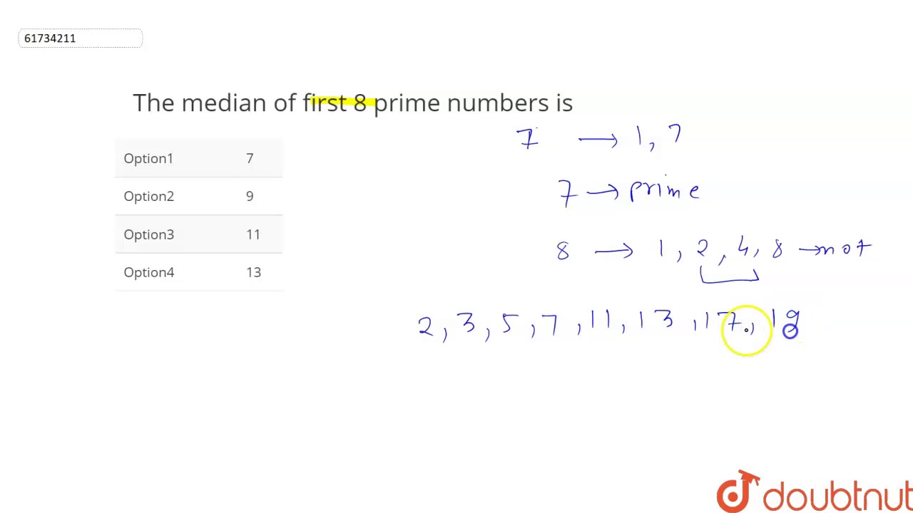 The Median Of First 8 Prime Numbers Is Youtube