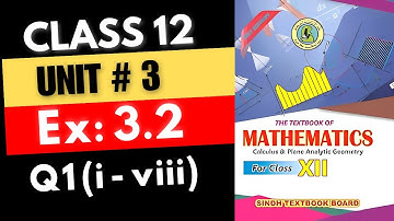Ex 3.2 Q1 (i - viii) || Unit#3 Differentiation | Class 12 | Sindh Textbook Board