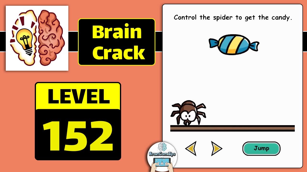 Brain Crack - Level 152 Control The Spider To Get The Candy Answer
