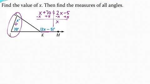 Using triangle exterior angles to find missing variables