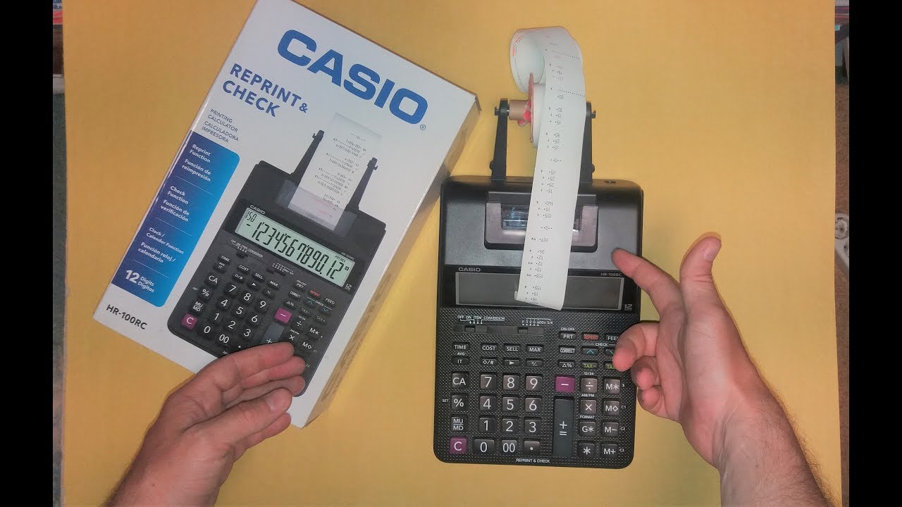 overalt glide rygte Casio HR100-rc Calculator 2019/ Total&Grand Total / Adapter / Paper -  YouTube