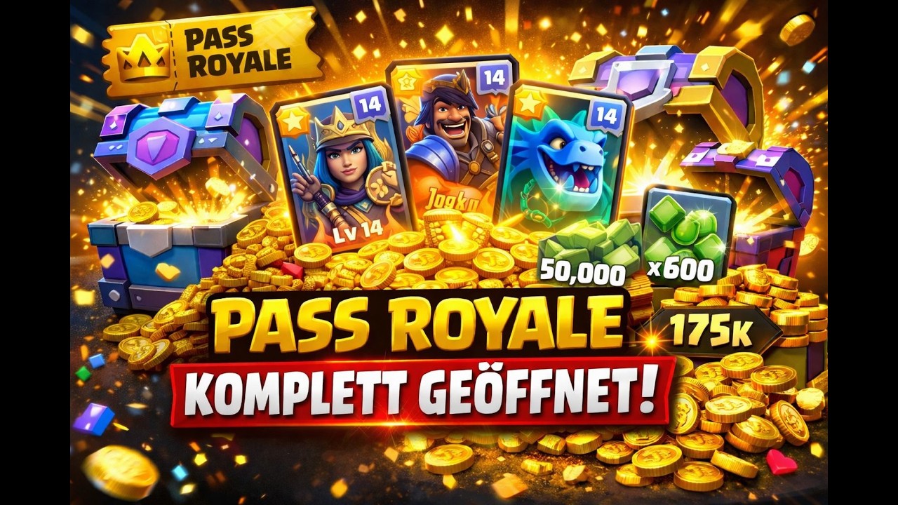 Ich öffne den KOMPLETTEN Pass Royale… 😳🔥 3 x 5-Sterne Kiste?! | Clash Royale