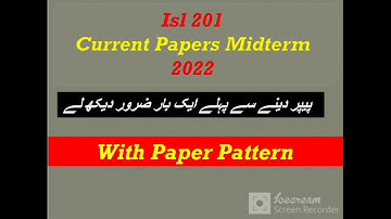 Isl201 Current Paper Midterm 2022 , isl201 current paper , important question Mid term