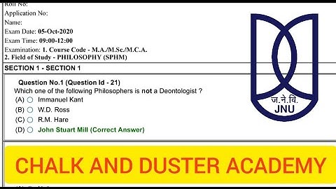 JNU Philosophy (SPHM) ENTRANCE PAPER 2020