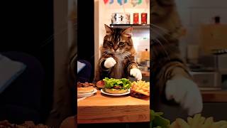 Hunter Says We Are Back With More Hunter Cooking TV Show 😸🐾 #cat #adorable #cute #kitty #burger