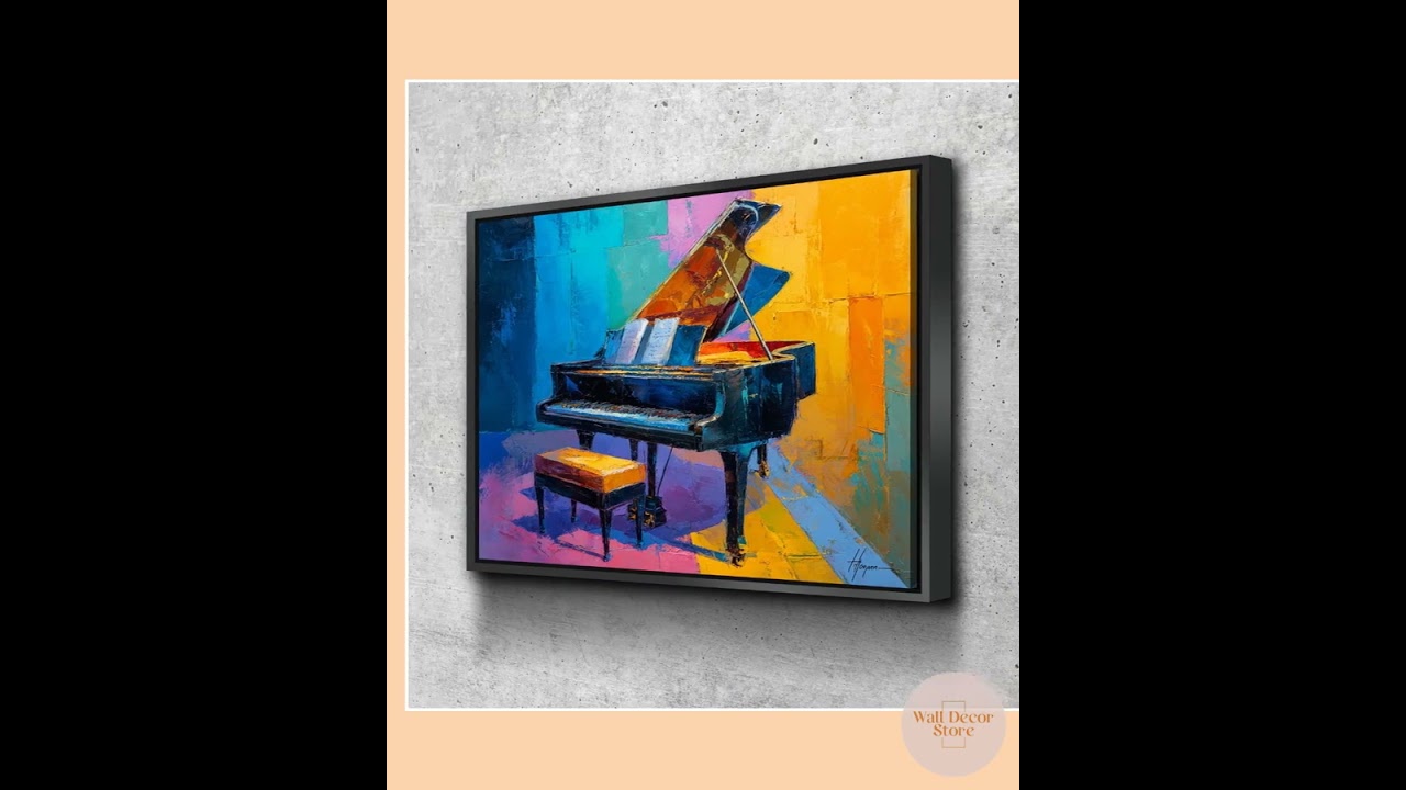 Colorful Piano Canvas Wall Art – Bold Music Room Decor