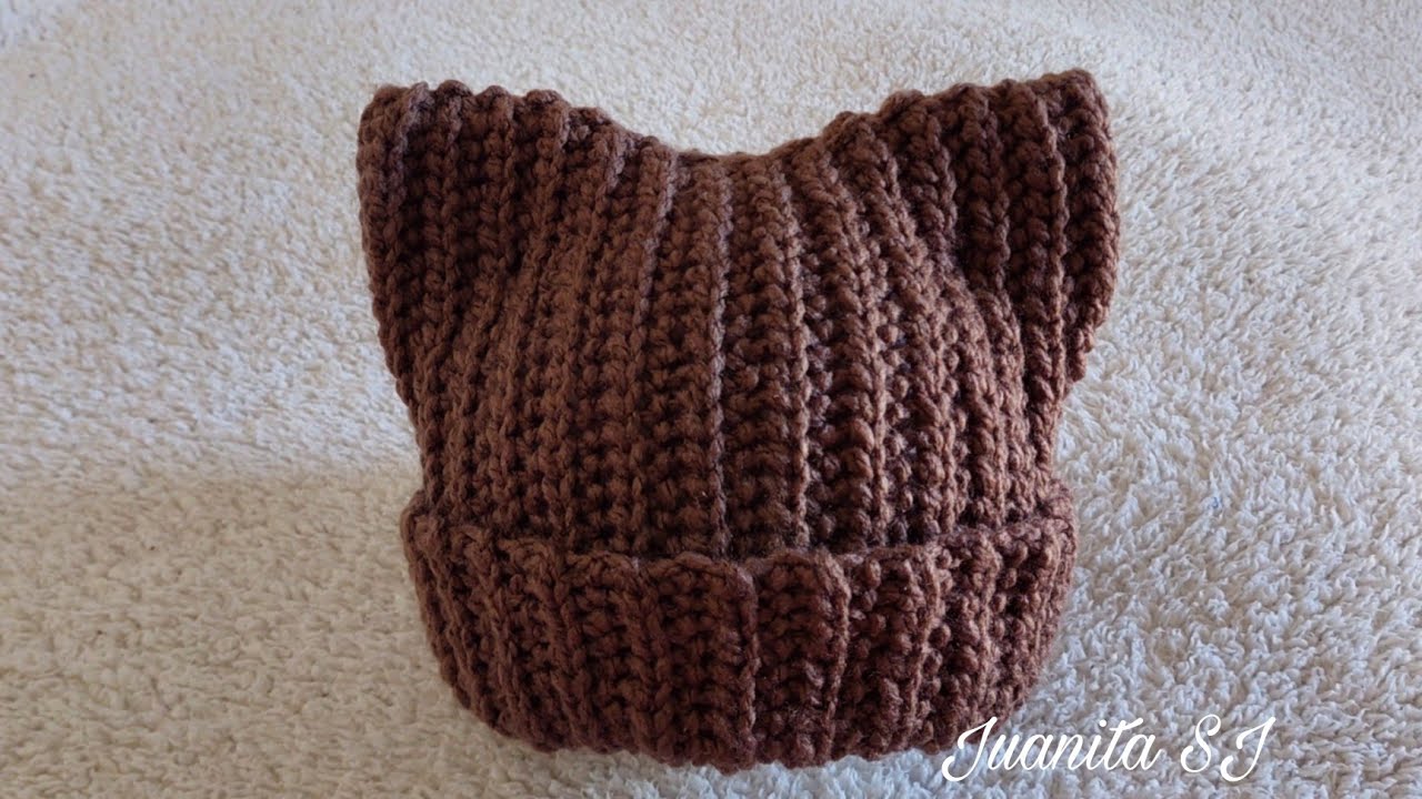 GORRO CON OREJAS A CROCHET PASO A PASO #Crochet #JuanitaSJ