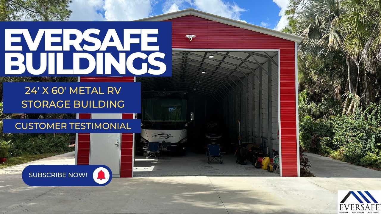 24x60 Metal RV Storage Building in Naples Florida- Real Customer Reviews by Eversafe Buildings. - youtube