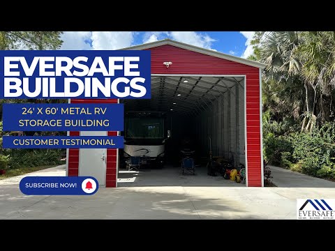 Video 24x60 Metal RV Storage Building in Naples Florida- Real Customer Reviews by Eversafe Buildings. - youtube