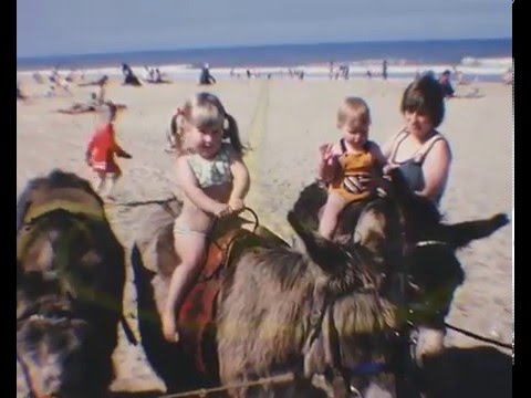 On Beach, Small childrens donkey Rides, England, 1970s, Home movie ...