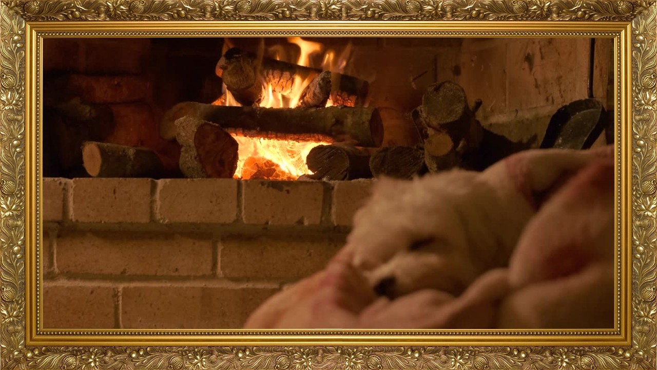 Sleeping Dog by the Fireplace 10 Hrs | Cozy Animated Fire Sound for Deep Sleep & Relaxation🐶🔥