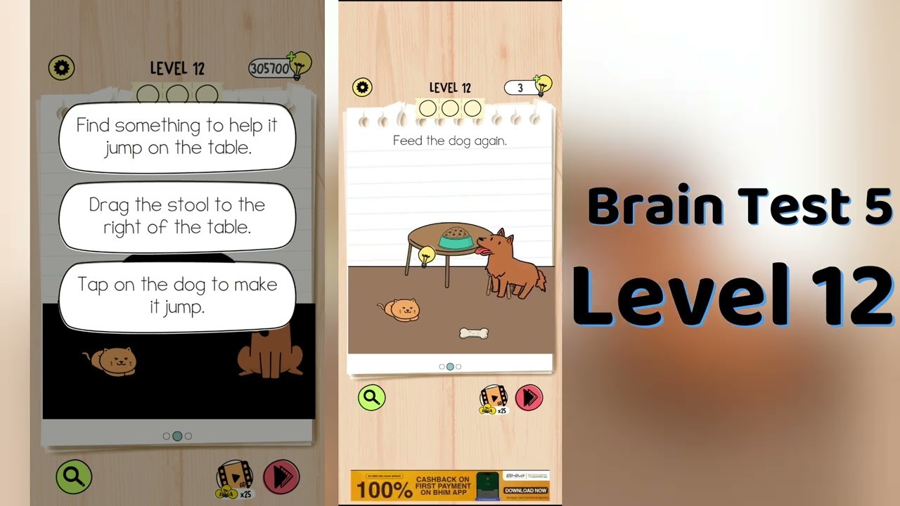 Brain Test 5 Level 12 Solution | Brain Test 5 step by step Hints