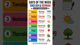 Days of the Week in German🇩🇪 | English & German with Pronunciation. #germanforbeginners #learngerman