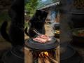 Crispy Samgyeopsal Mukbang by a Black Cat 🐈🔥 Korean BBQ #shorts
