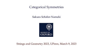 Sakura Schäfer-Nameki: Geometric Engineering and Categorical Symmetries
