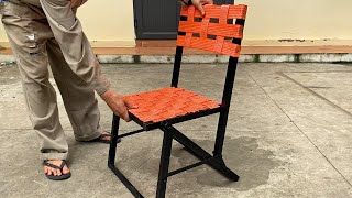 DIY-Great Craftsman's Ideas/How to make a smart folding chair that folds neatly with a safety strap!