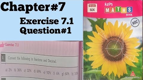Exercise 7.1|Question#1|Kids mathematics|Class 6|Convert percentage into Decimal and Fractions|Easy