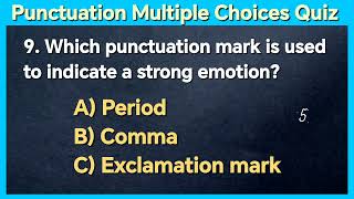 Punctuation Multiple Choices Quiz