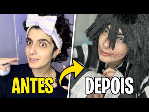 Fazendo a maquiagem do Obanai